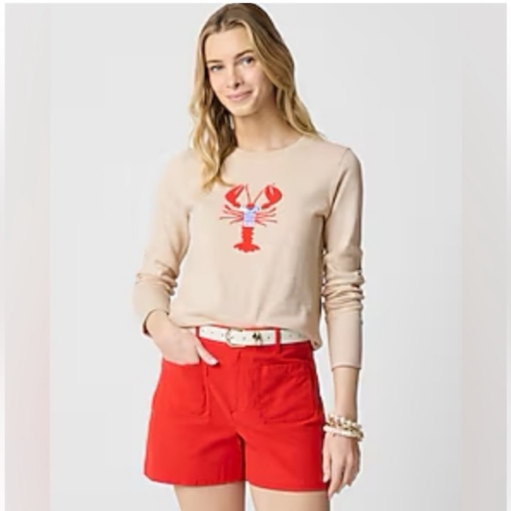 J. Crew Sequin Lobster Teddie Sweater, Tan, Sz M, NWT